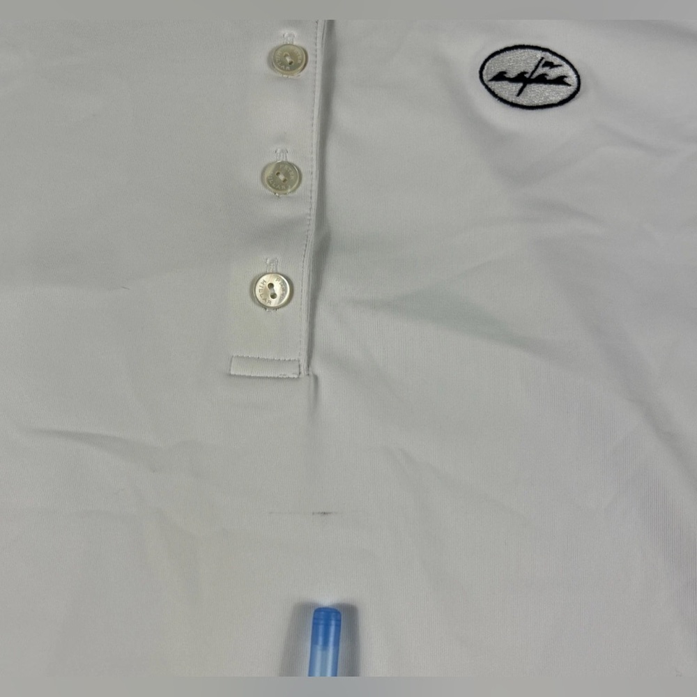 Peter Millar Women Golf Shirt Polo Chest Logo Large White Polyester BLEMISH - Picture 2 of 5